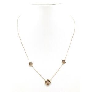 EHC 925 Vermeil Three Floating CZ Quatrefoil 16" & 18" Dainty Necklace